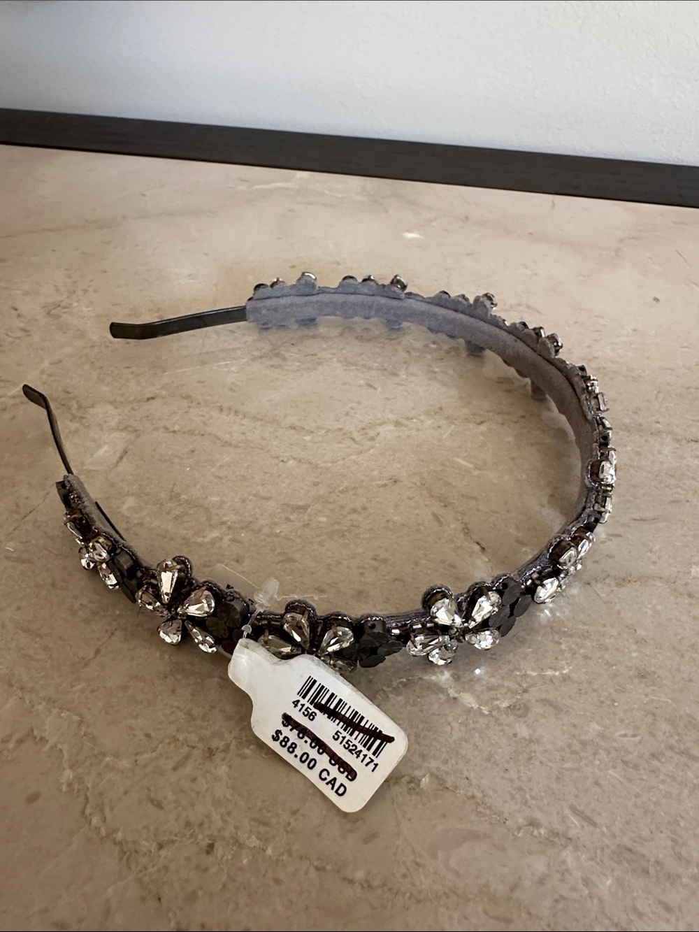 NWT Deepa Gurnani Crystal Headband Grey